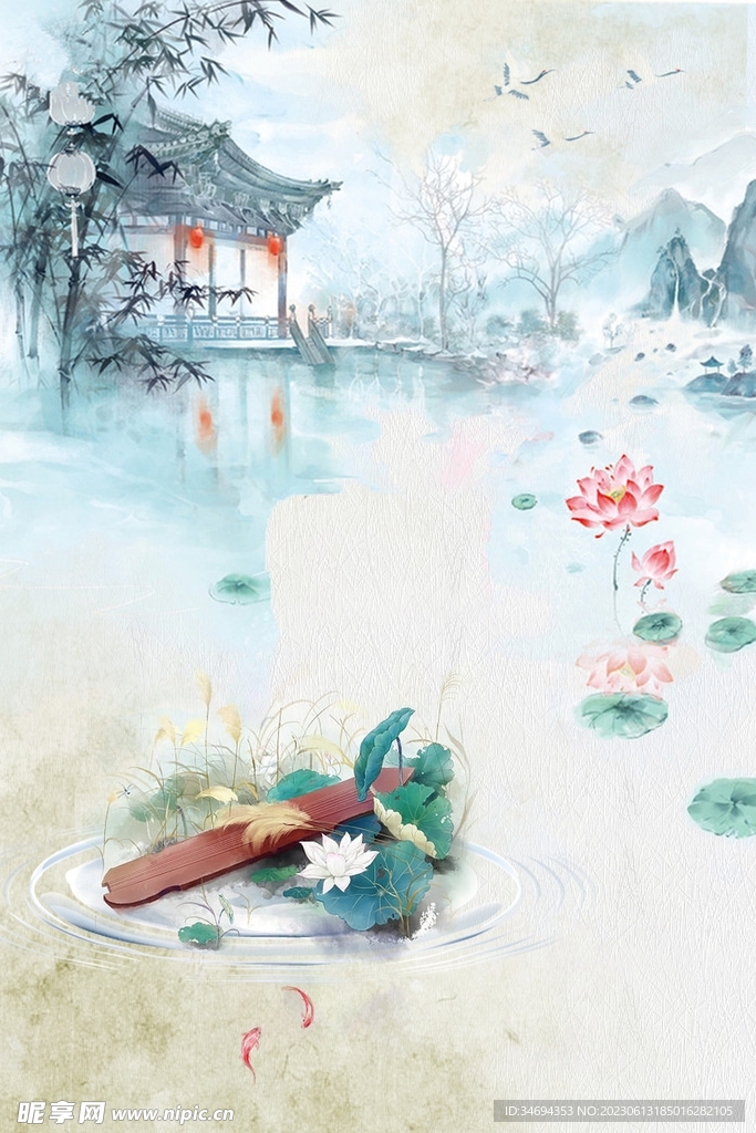 中国风荷花背景