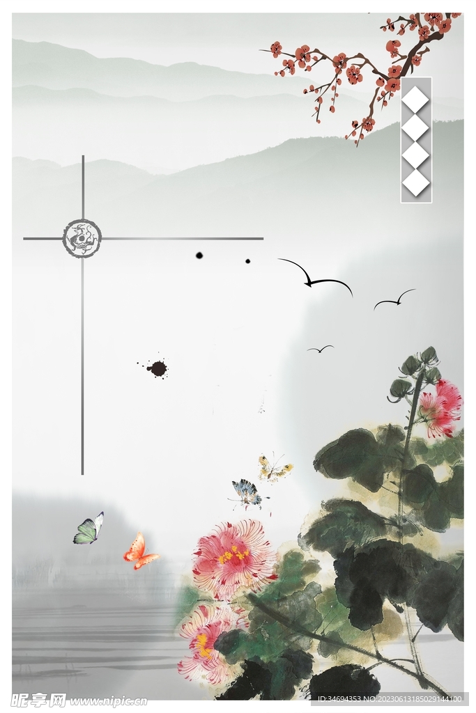 中国风荷花背景