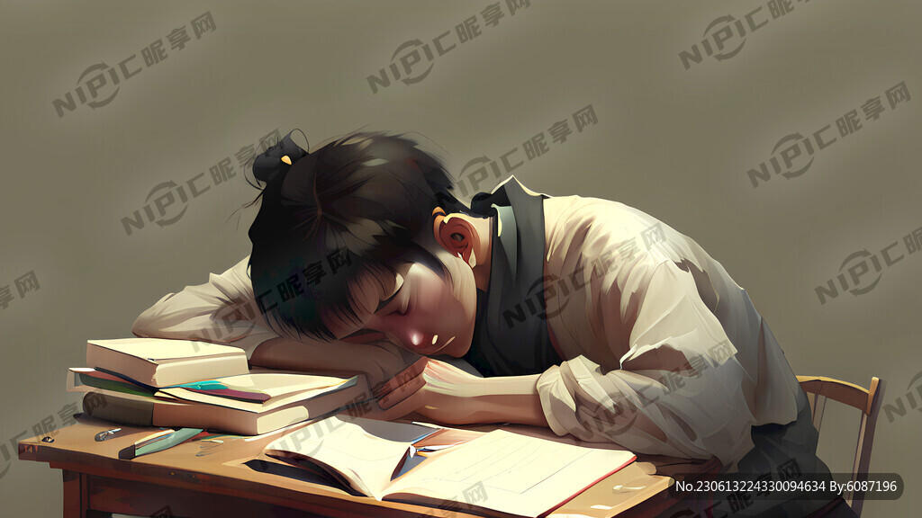 学生 苦恼 桌子 书本