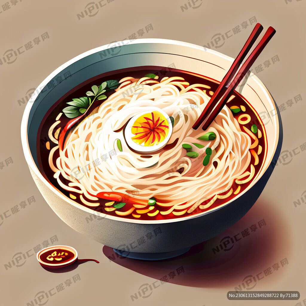 一碗酸辣米粉 卡通插画风格
