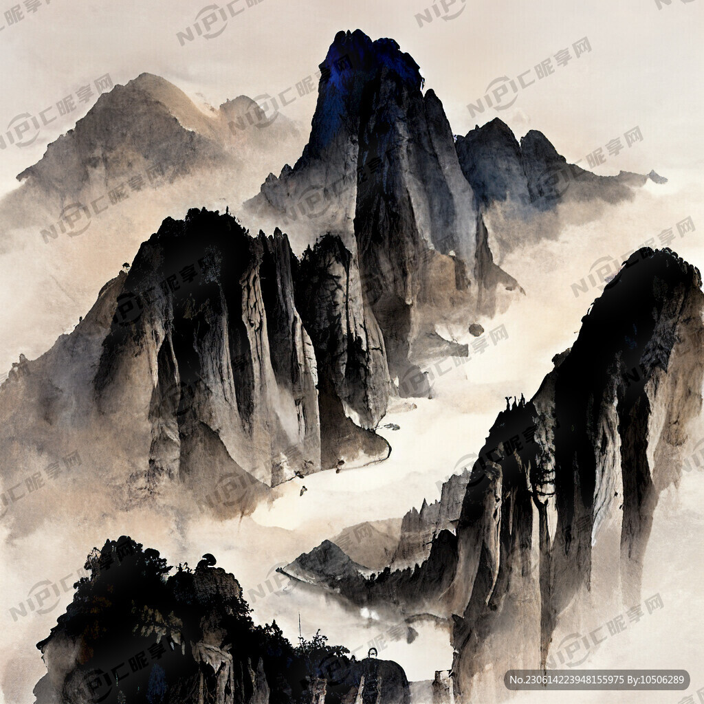 山谷 中国风 中国画 山水