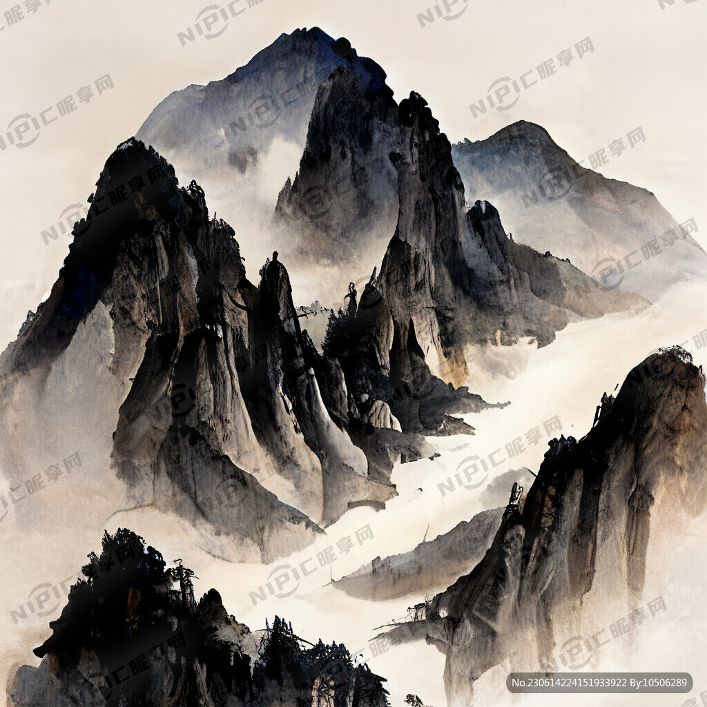 山谷 中国风 中国画 山水