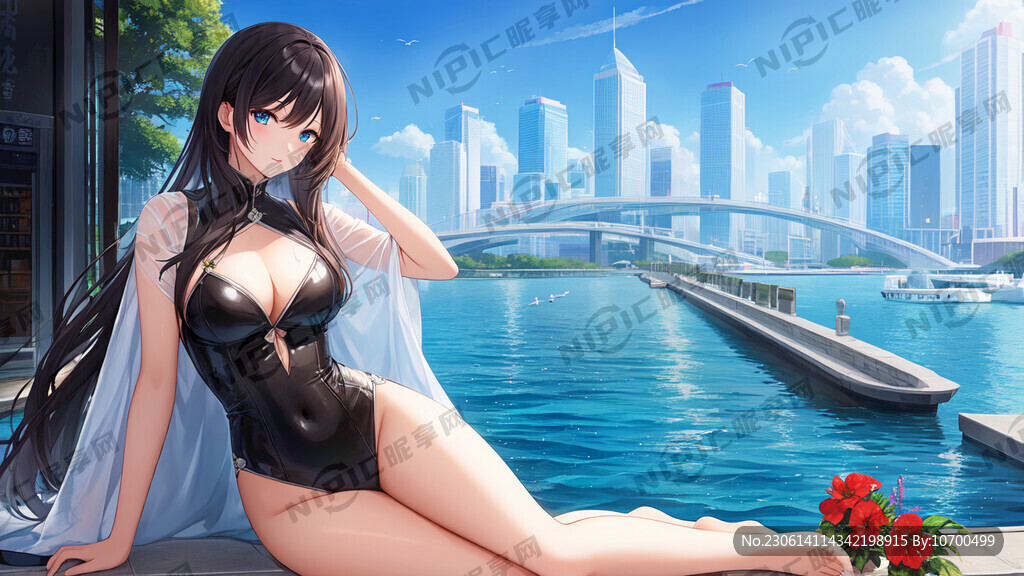 美女 游泳 黄浦江