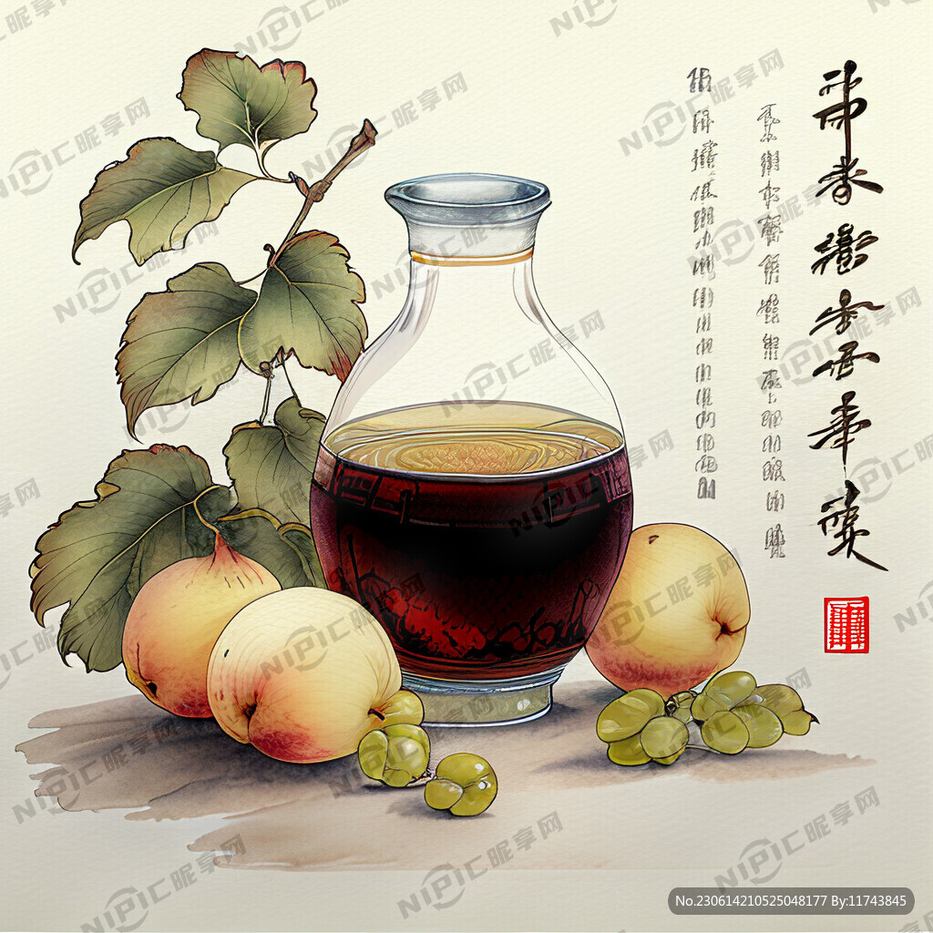 果酒国风插画