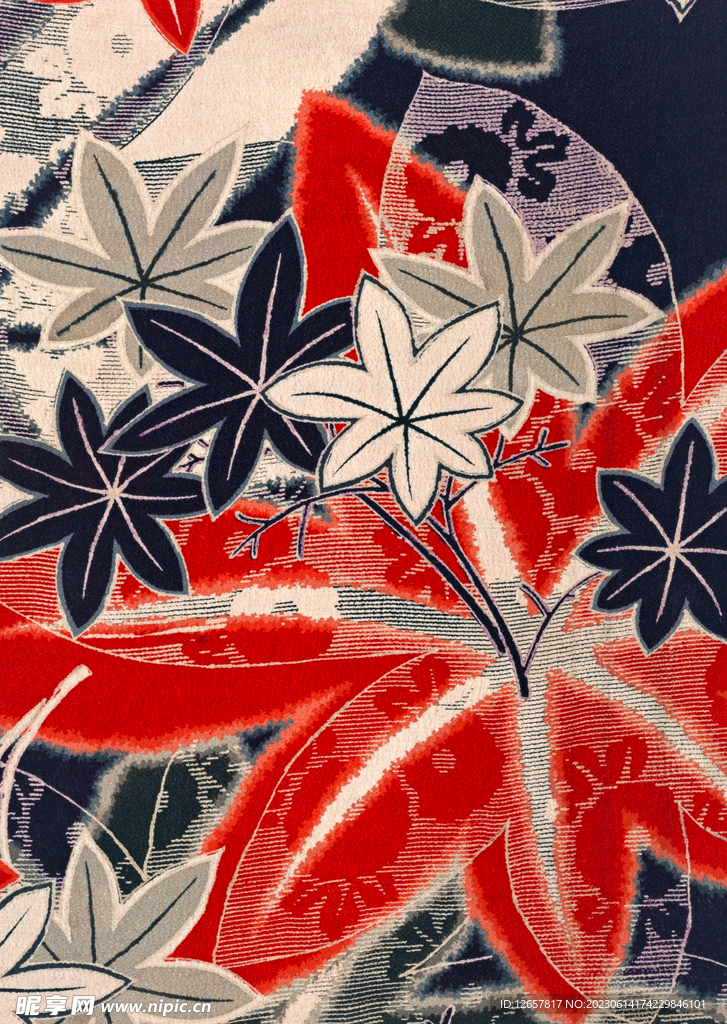 日式小花花纹染织艺术