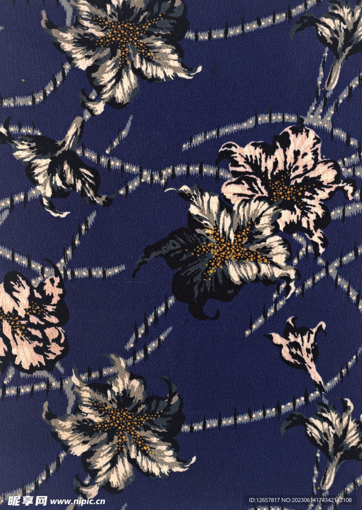 日式小花花纹染织艺术