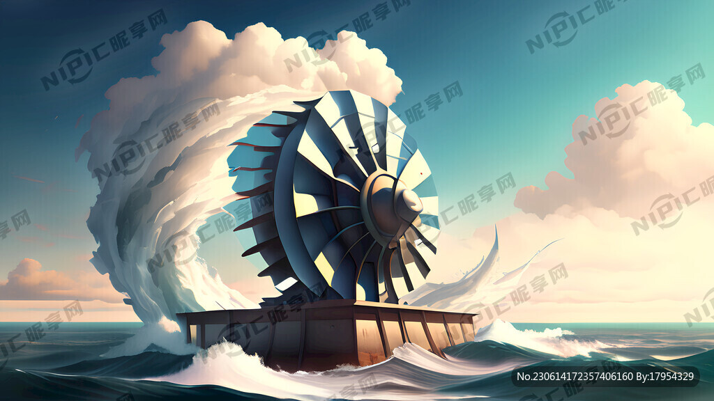 海上风机在海面上旋转