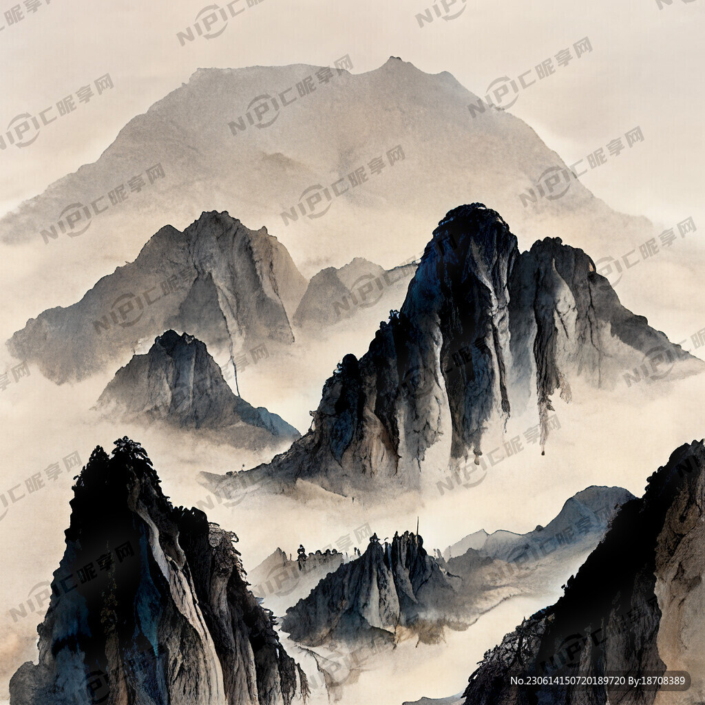 山谷 中国风 中国画 山水