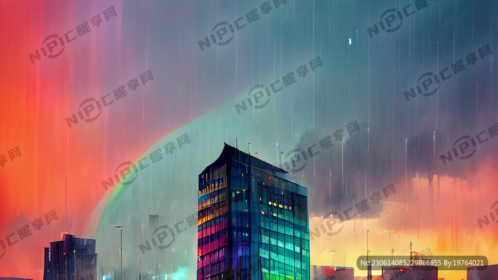 雨后彩虹城市    建筑