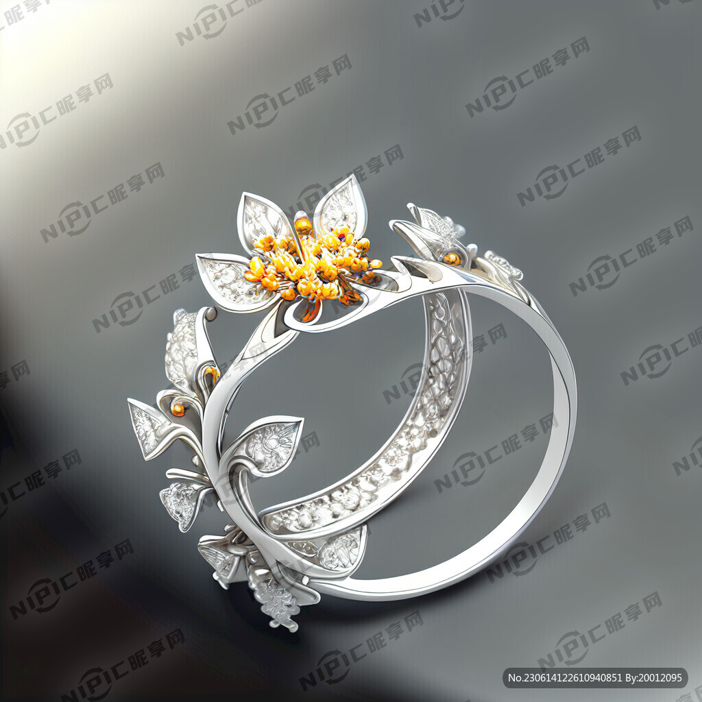 桂花 钻石 白金 耳环