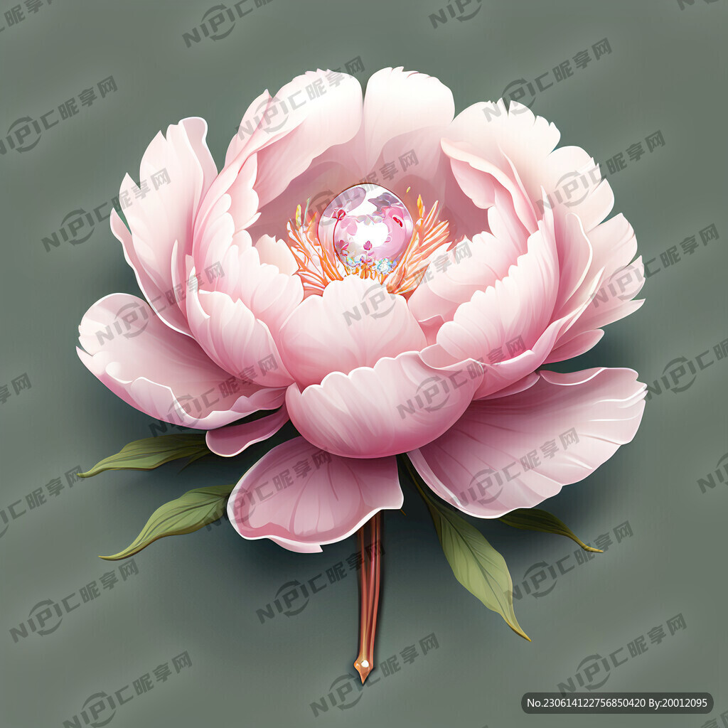 盛开 牡丹花 二次元 粉色