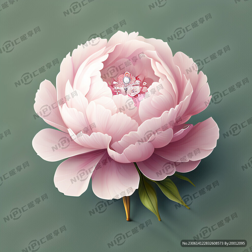 盛开 牡丹花 二次元 粉色