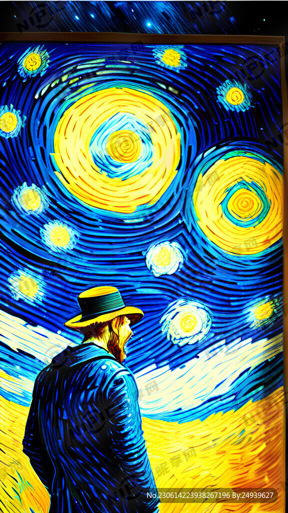 梵高正在很开心的画画背后是他画