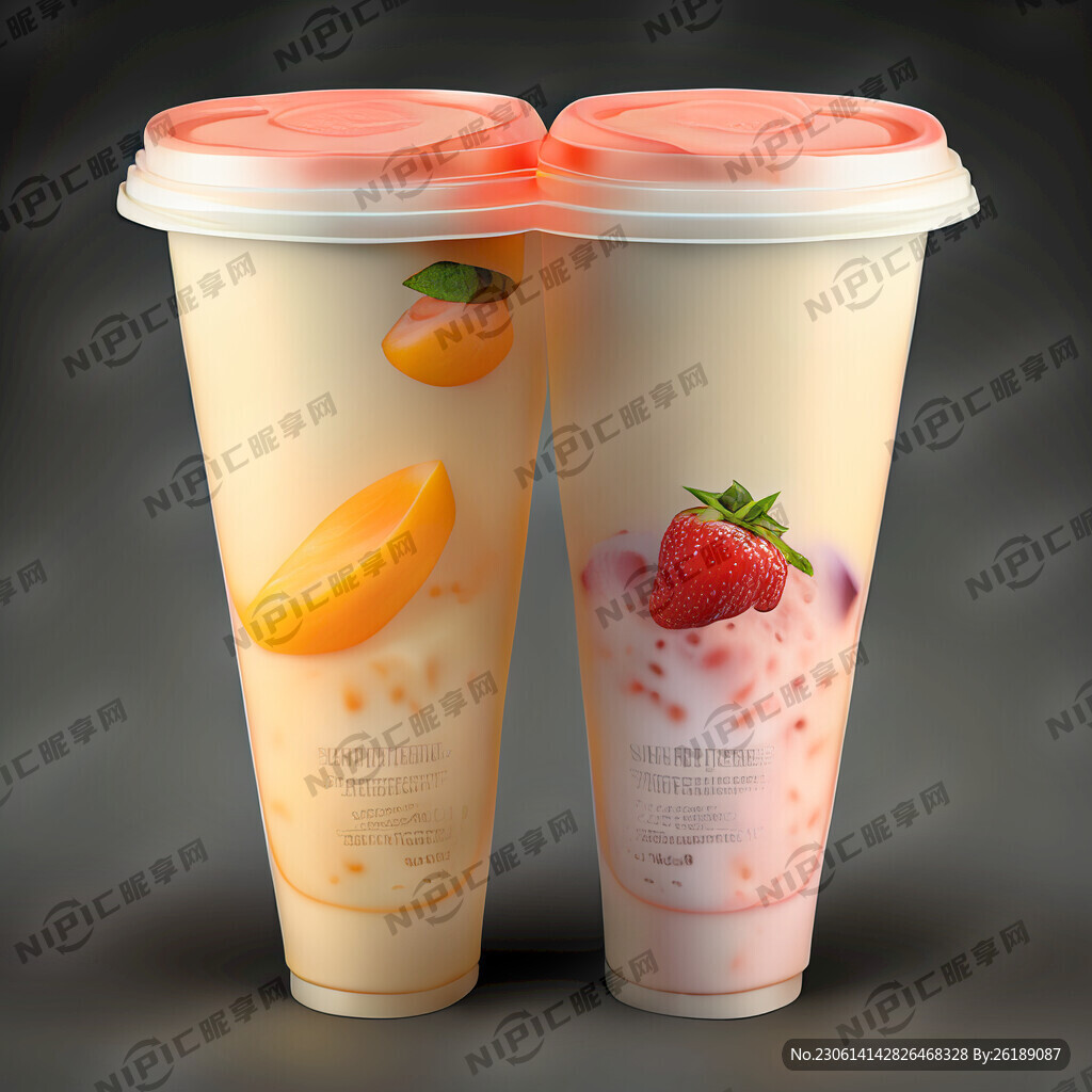 双皮奶水果捞 塑料杯 透明