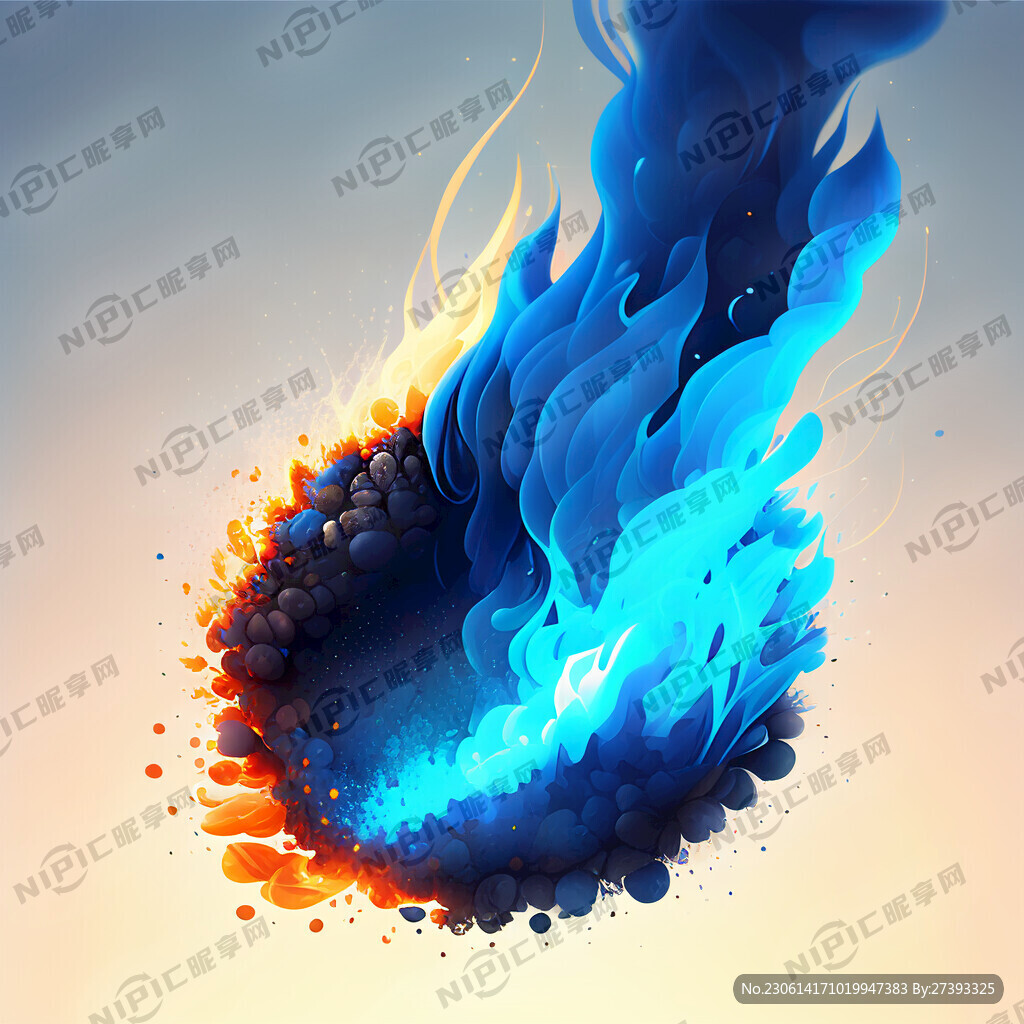 蓝色渐变的火焰 明亮 颗粒感强