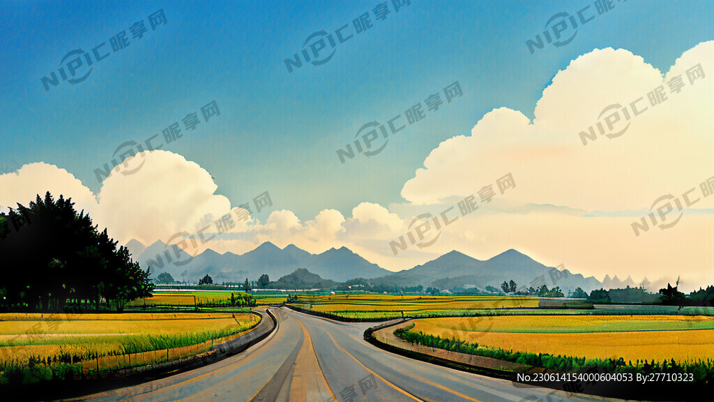 乡村公路 细节丰富 蓝天 白云