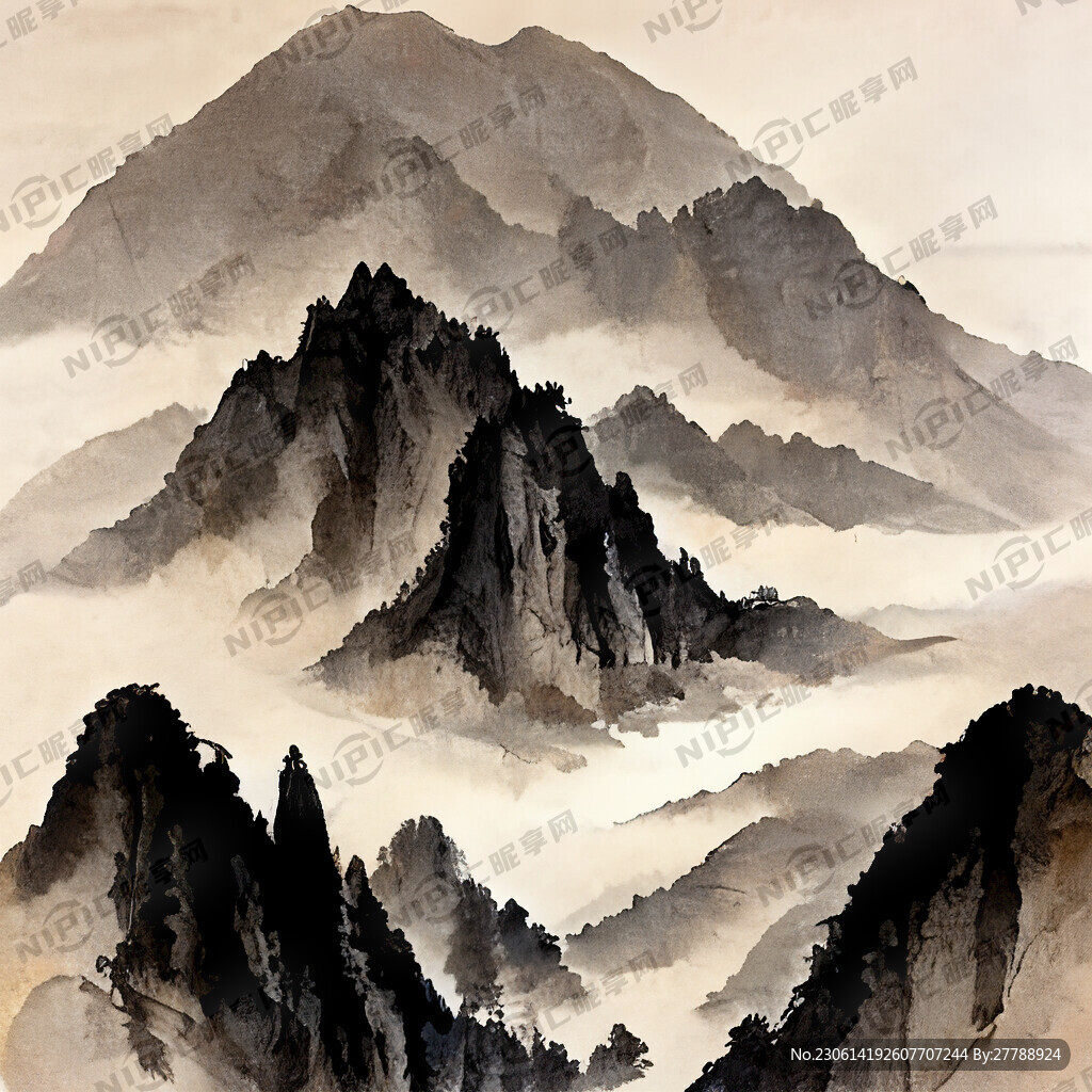 山谷 中国风 中国画 山水