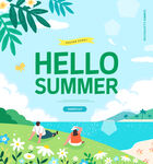 扁平化夏季主题海报设计