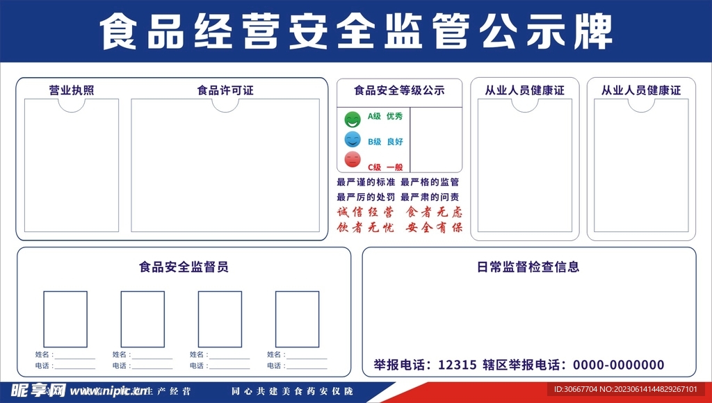  食品安全公示牌
