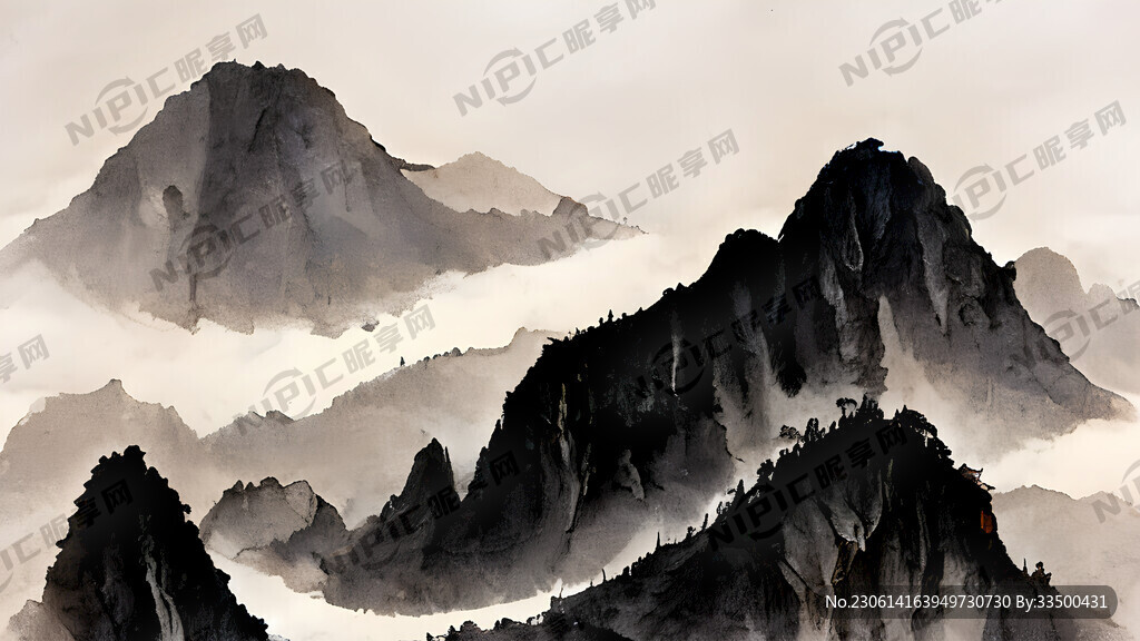 山谷 中国风 中国画 山水