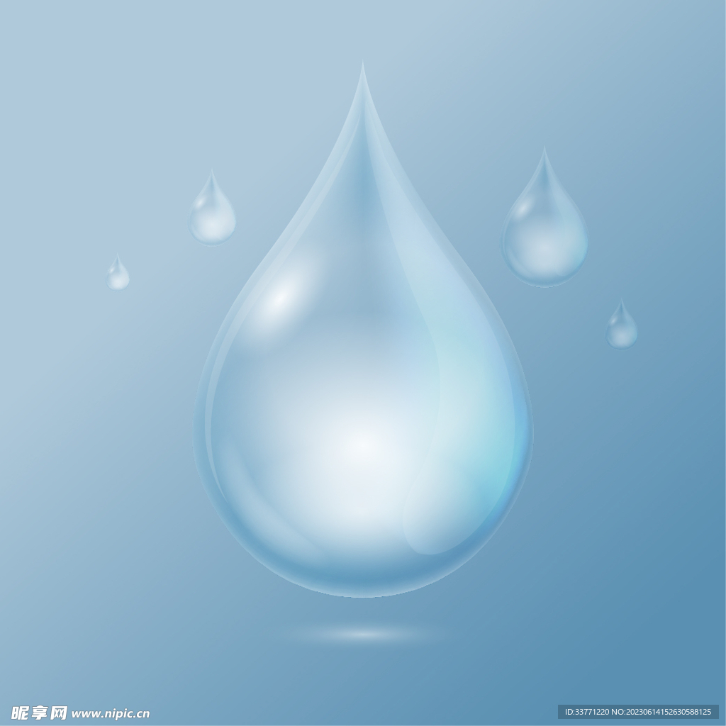 蓝色透明水滴