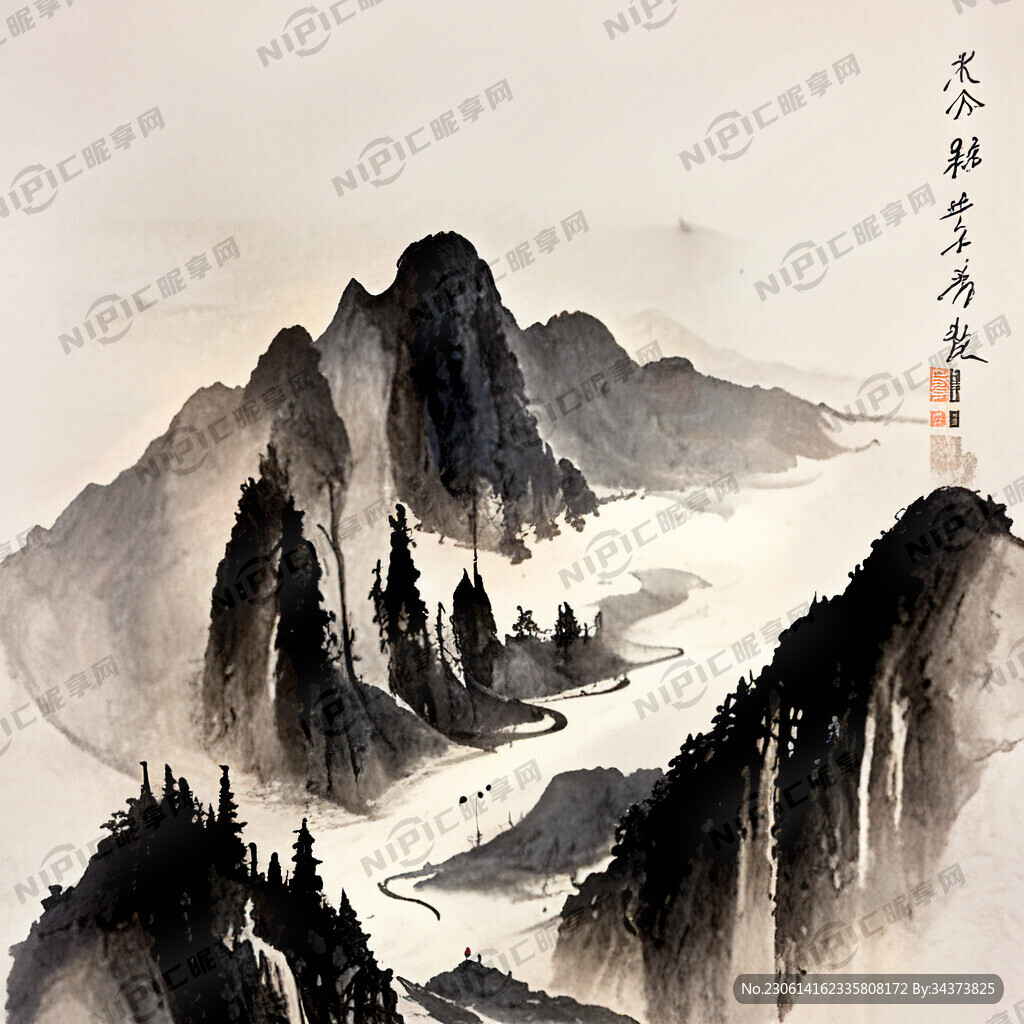 写意山水画 国画 水墨 封面