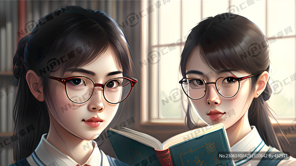大学生美女 青春 眼镜女孩