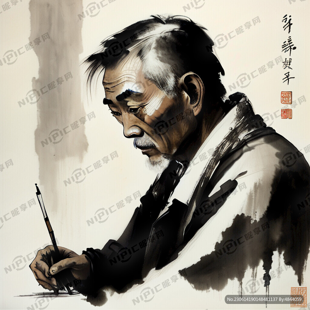 中国水墨男子