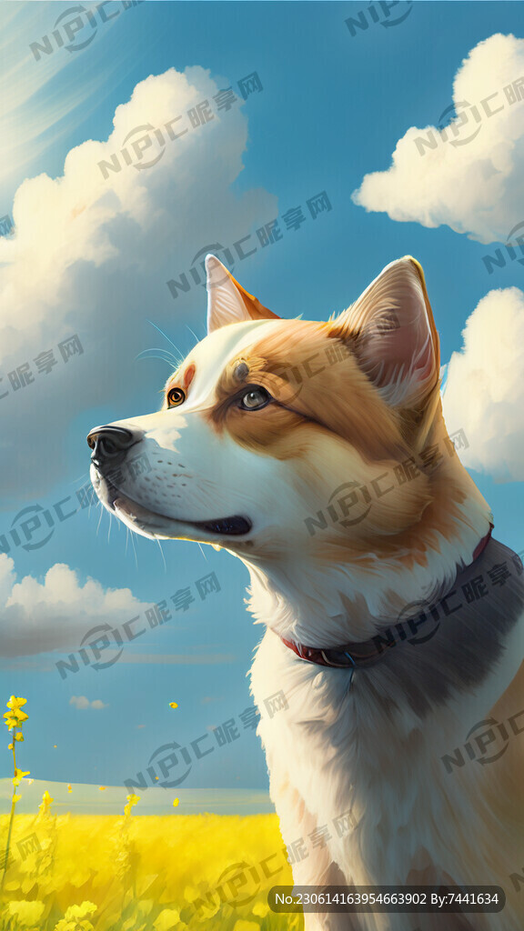 一条狗 一只猫 在草原里 春天