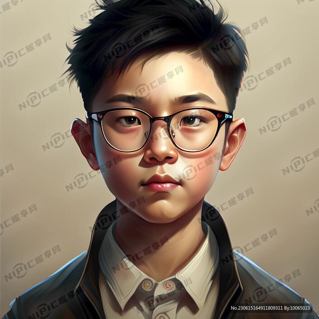 帅气男孩戴眼镜