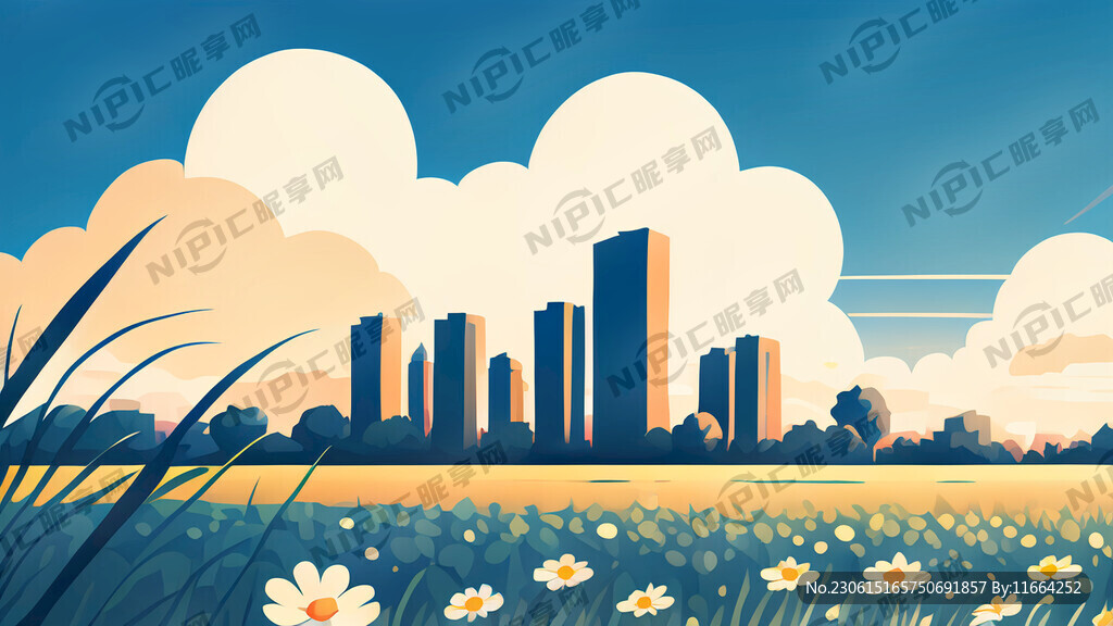 扁平风 前面是草丛花草