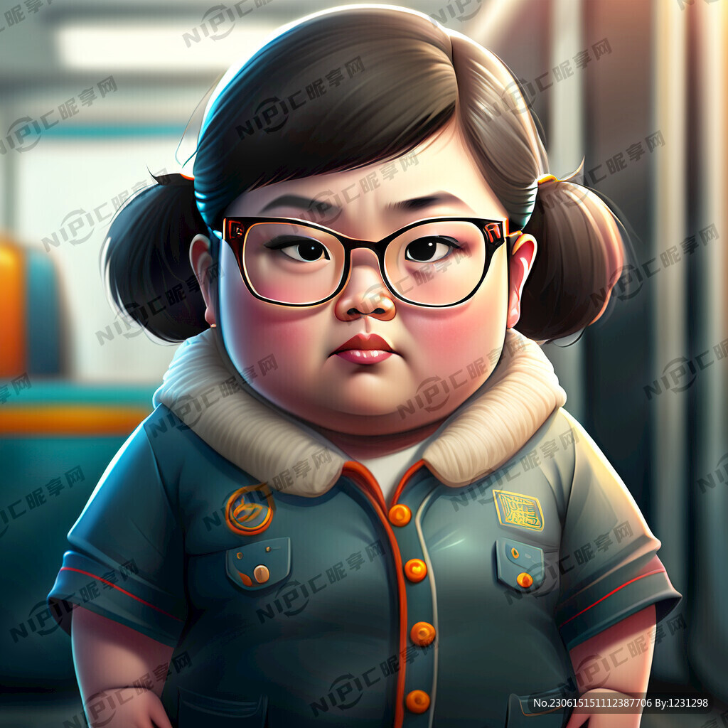 戴着眼镜的小胖子女孩通勤服装