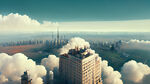 俯瞰，城市，建筑，白云
