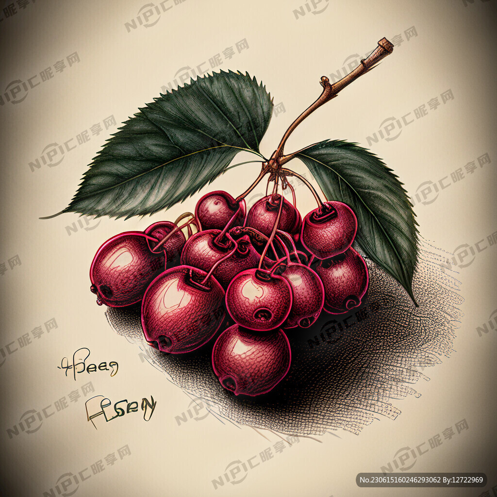 野樱莓  素描  插画