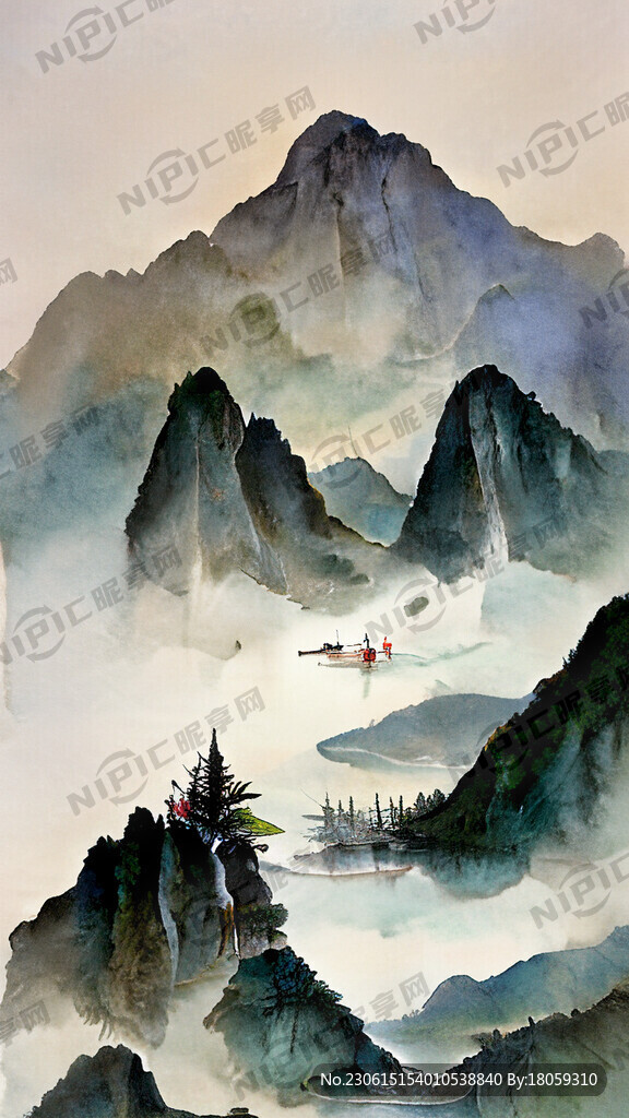 端午节 有山 水 龙舟 粽子