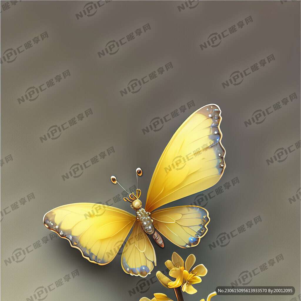 黄色 桂花 小清新 蝴蝶 钻石