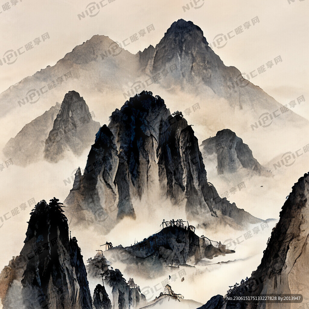 山谷 中国风 中国画 山水