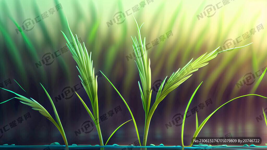 禾苗 青色 特写 秧苗