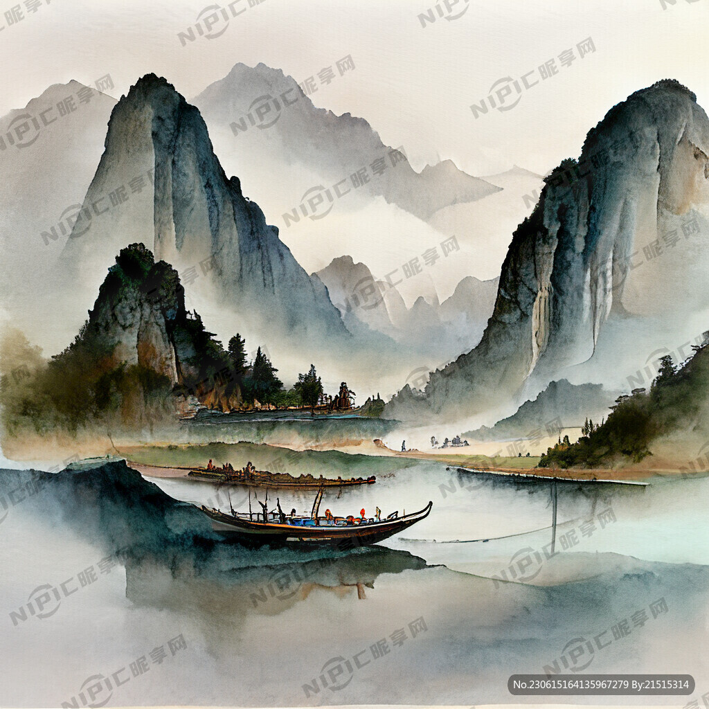 端午 划船 龙舟 山水