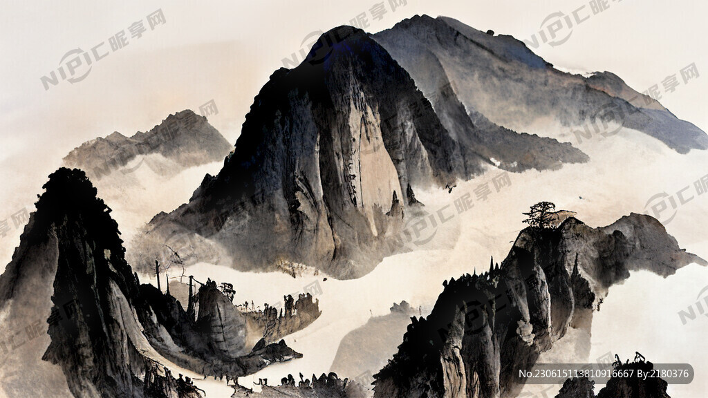 山谷 中国风 中国画 山水