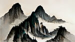 绿色中国风山水画