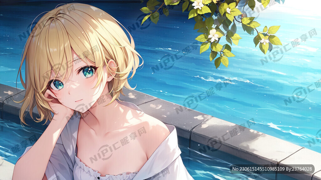 金发 绿瞳 短发 美少女