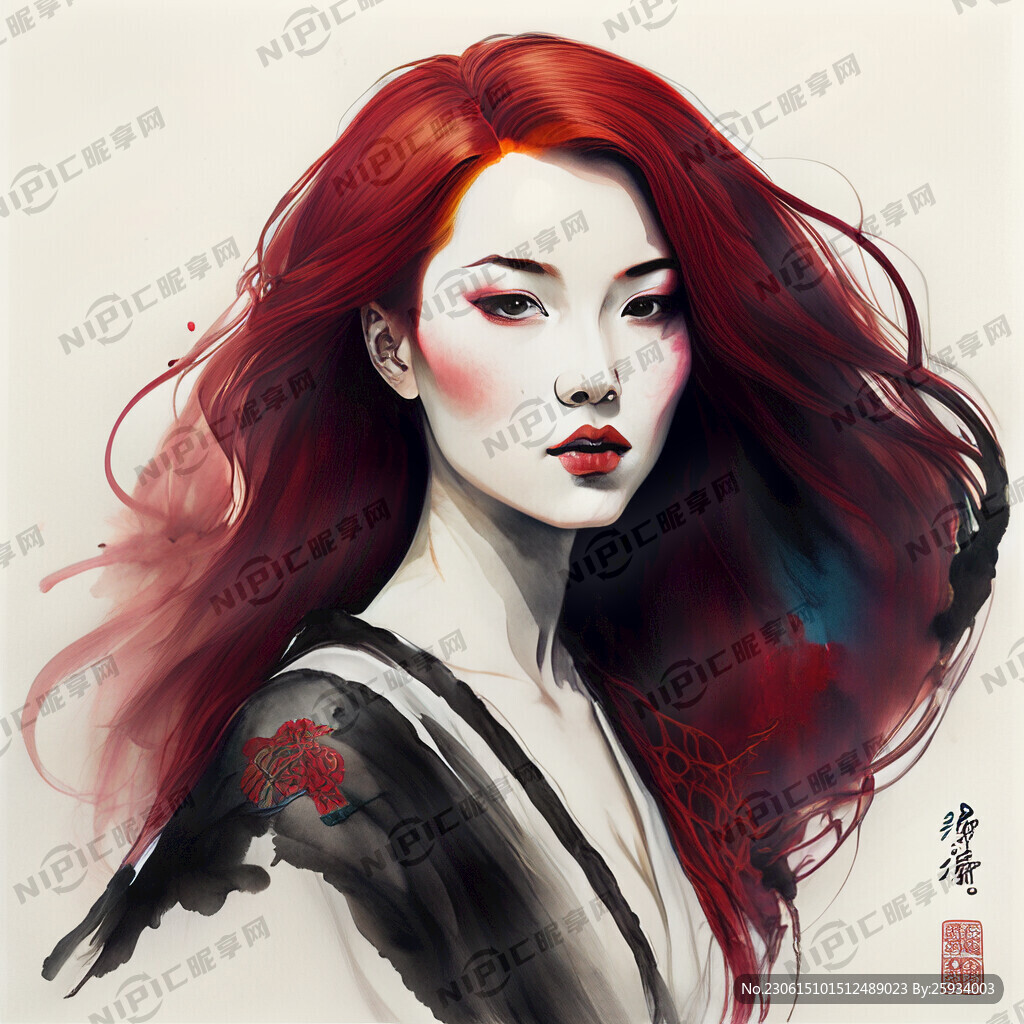 倾国倾城的古装美女 红头发