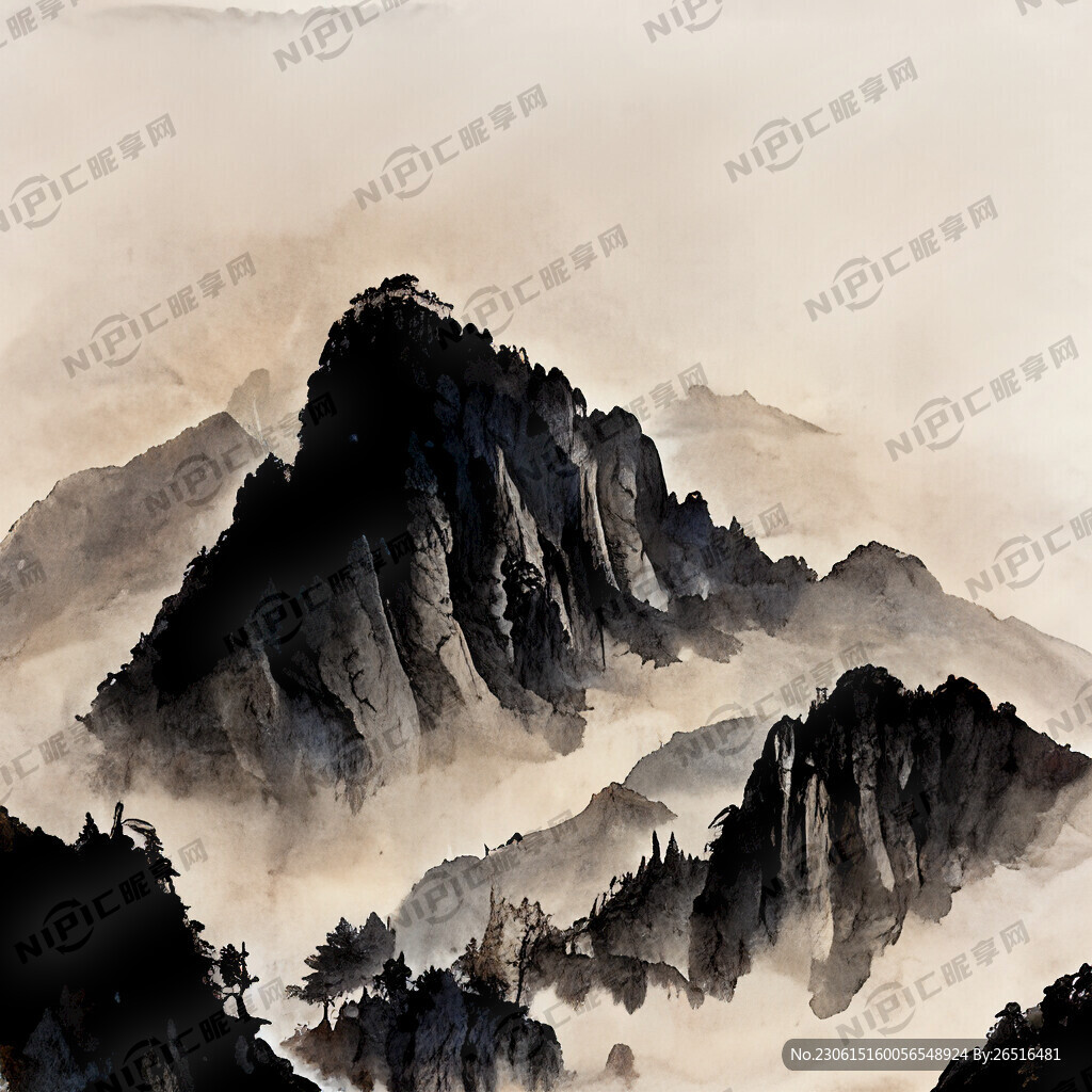 山谷 中国风 中国画 山水