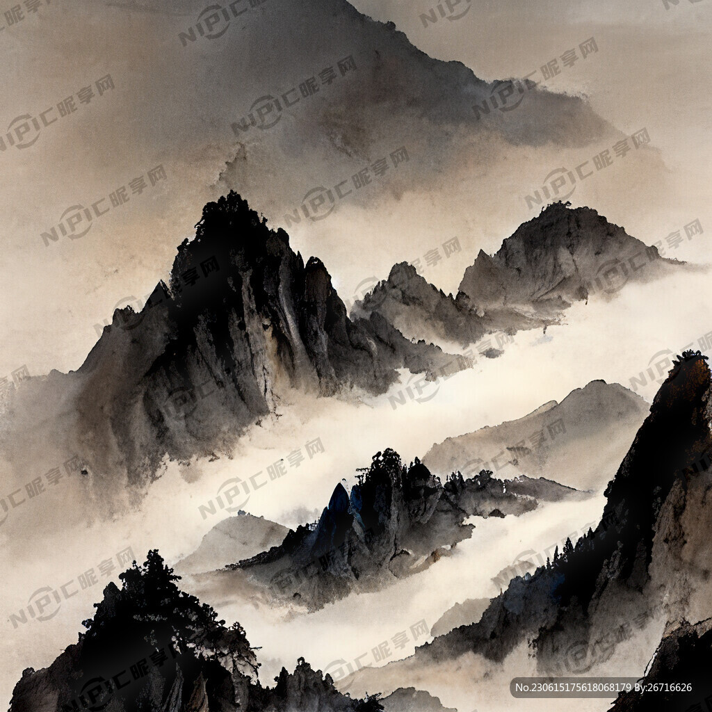山谷 中国风 中国画 山水