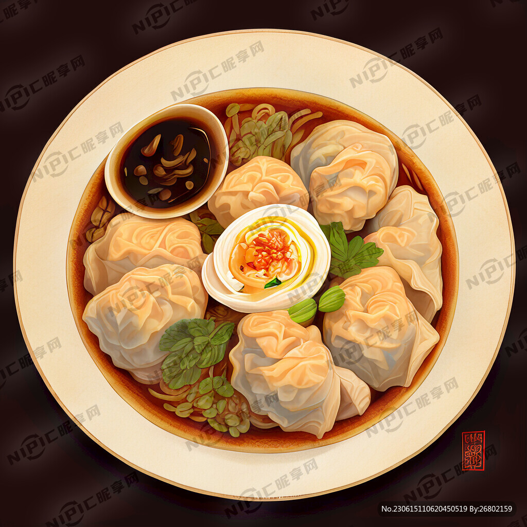 云吞手绘传统美食