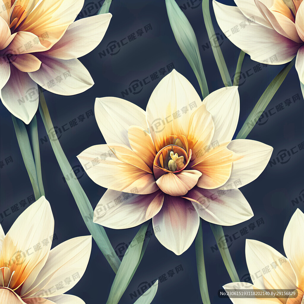 水仙花无缝印花图案