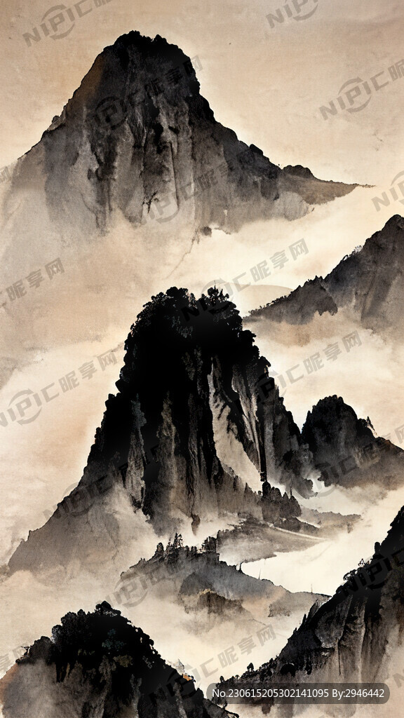 山谷 中国风 中国画 山水