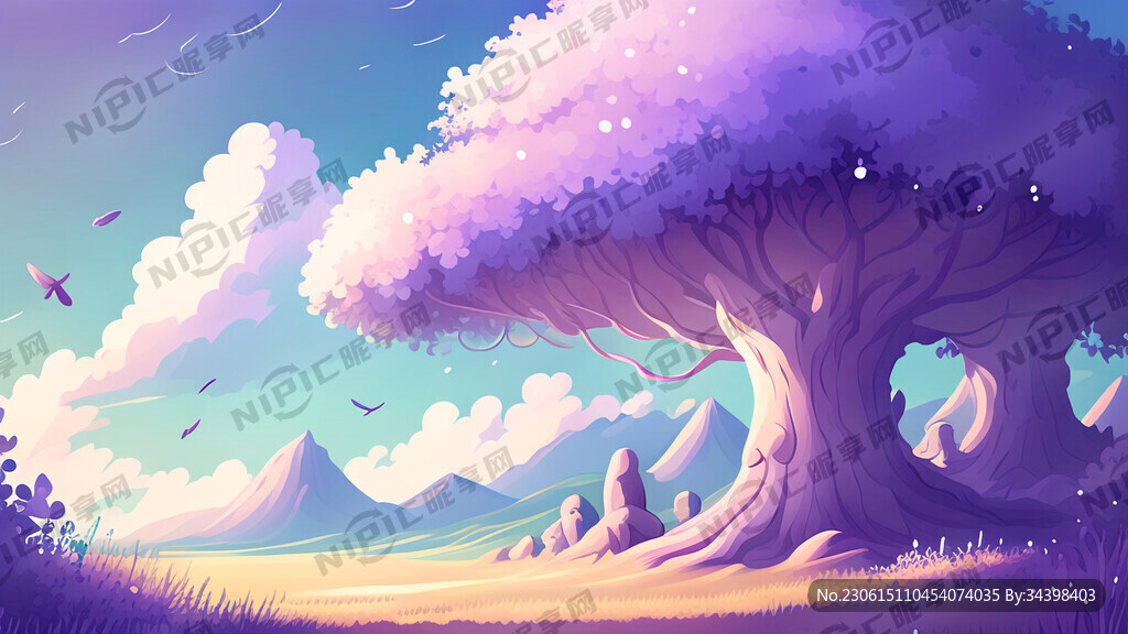 梦幻背景 卡通 淡紫色