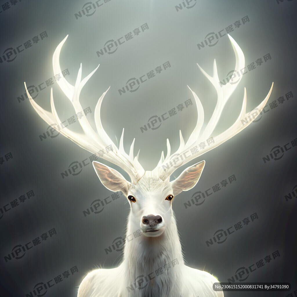 纯白大角鹿 魔法发光 全身